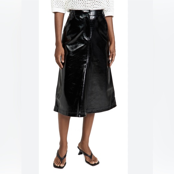 Tibi Faux Patent Leather Sculpted Silke Skirt, Sz 00 - Picture 1 of 9